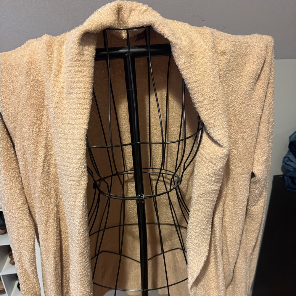 Barefoot Dreams Cozychic Lite circle cardigan size m in tan color